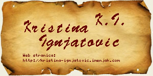 Kristina Ignjatović vizit kartica